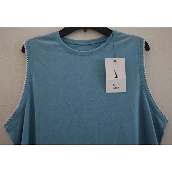 Nike Yoga DA1046 424 Women's Sz Large Blue Dri-FIT Crochet-Trimmed Tank Top - Picture 3 of 5